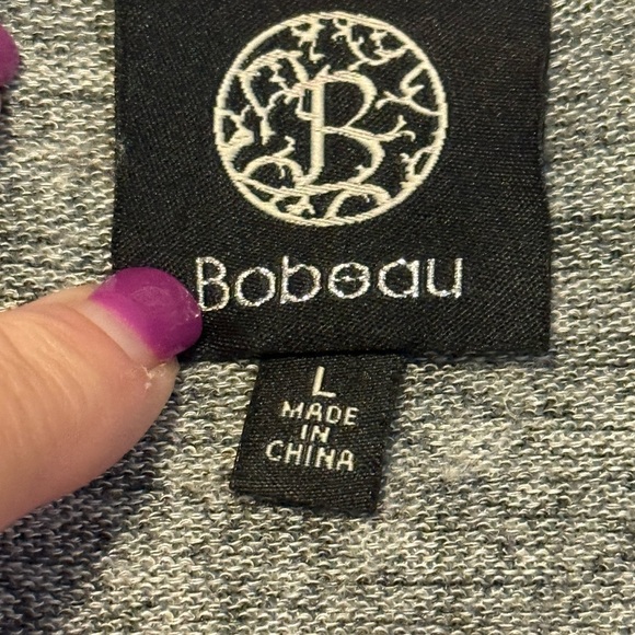 Bobeau Animal Print Open Front Drape Cardigan Sweater Size Large Gray - Picture 2 of 7